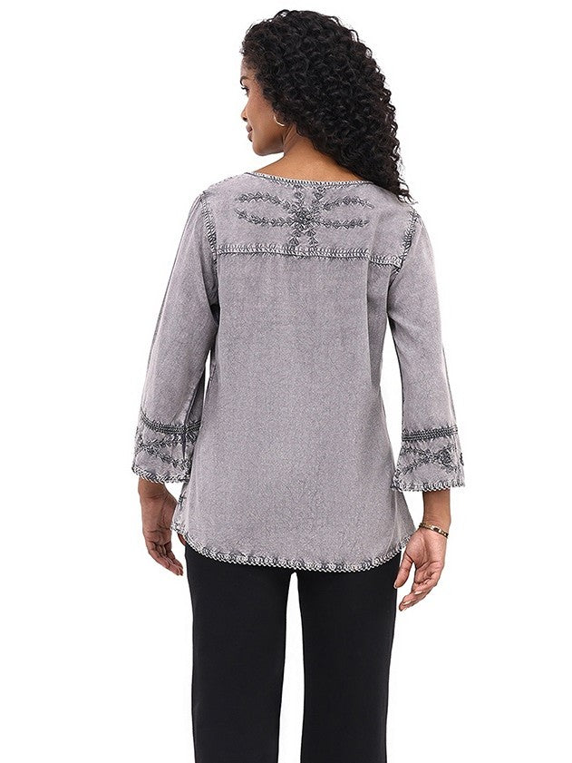 Zinnia 3/4 Sleeve Top Silver
