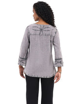 Zinnia 3/4 Sleeve Top Silver