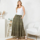 7 Tiered Crinkle Lace Patchwork Skirt Gravel
