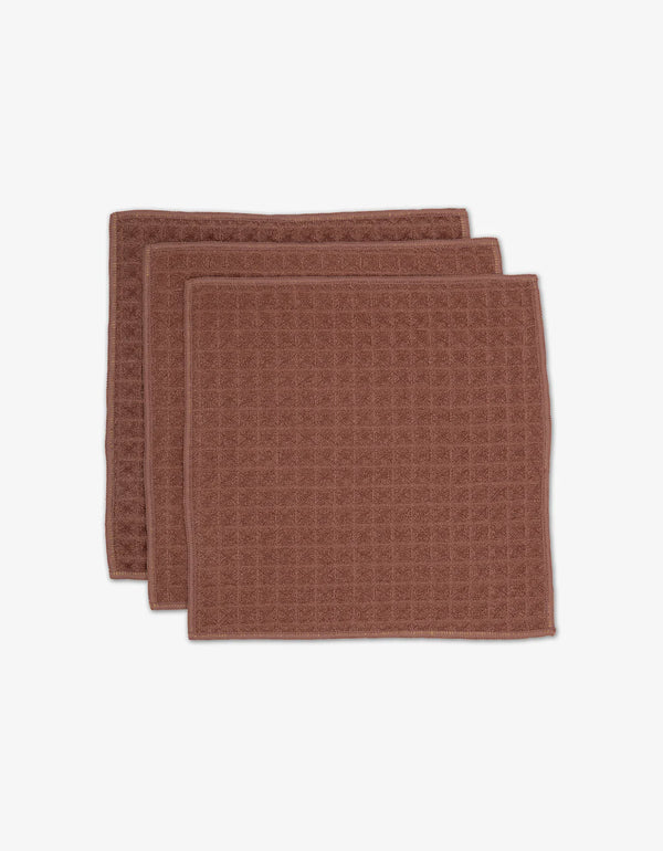 Geometry Waffle Washcloth Set Dusty Rose