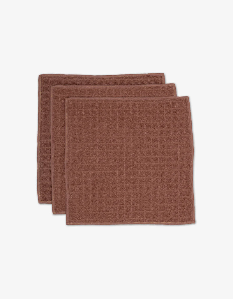 Geometry Waffle Washcloth Set Dusty Rose