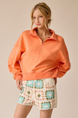 Mia Half Zip Sweatshirt Coral