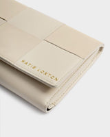 Taya Suedette Woven Wallet Off White