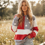 Mineral Washed Americana Flag Sweatshirt Red, White + Blue