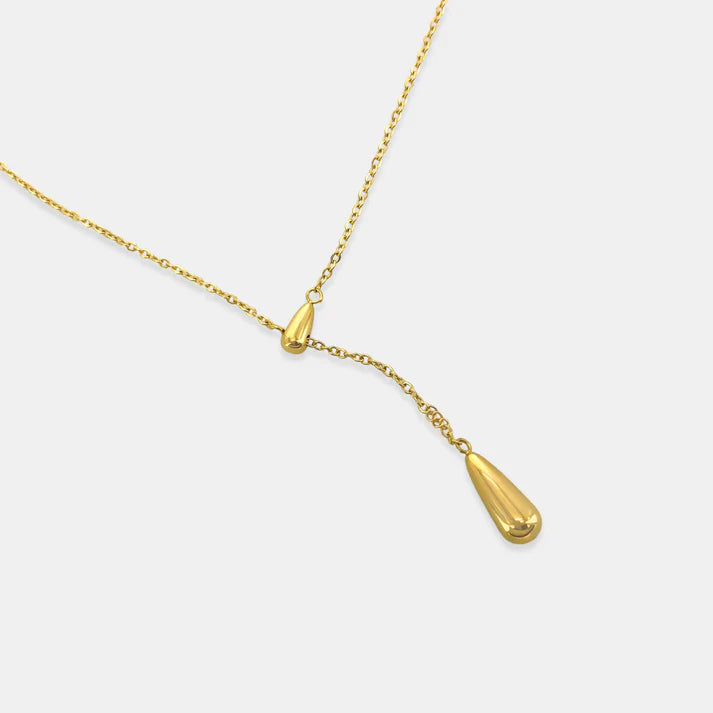 Teardrop Lariat Necklace - Gold
