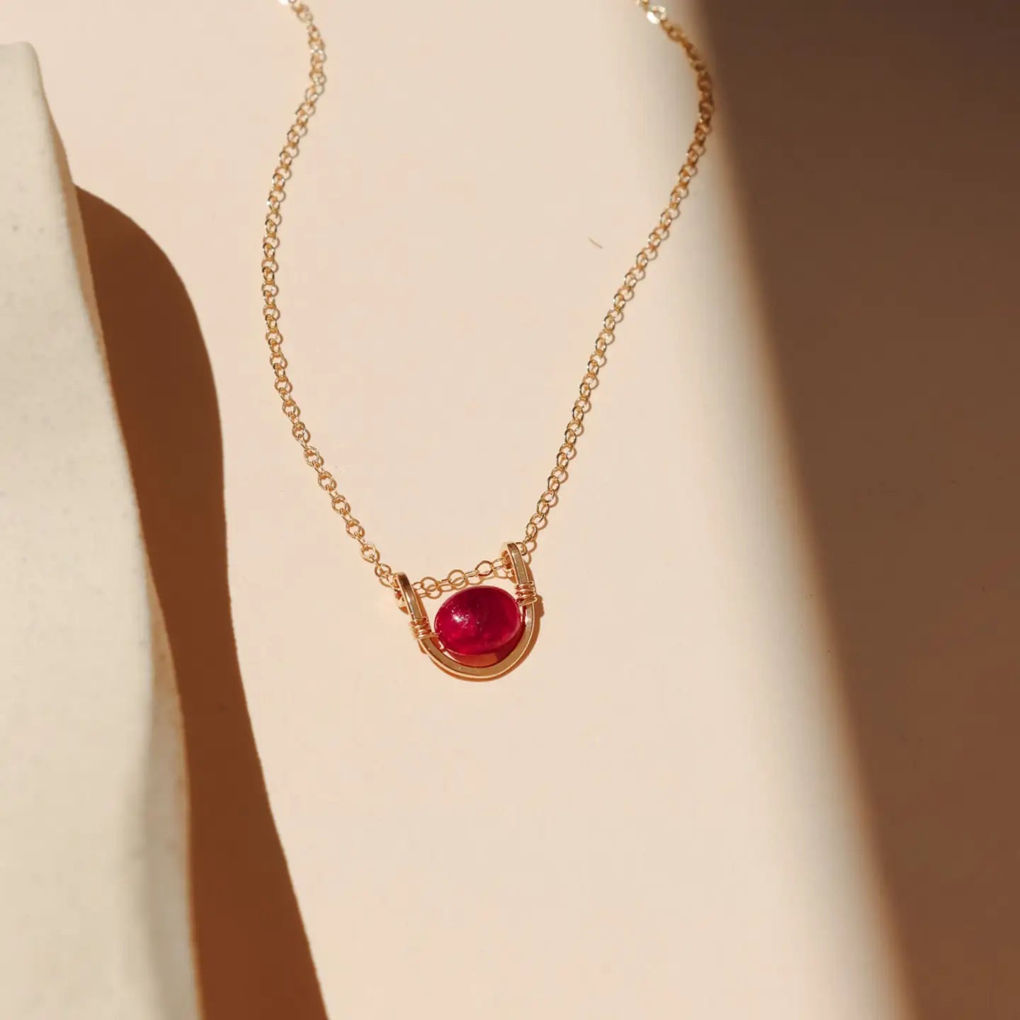 Folklore Necklace I Ruby Gemstone 16"