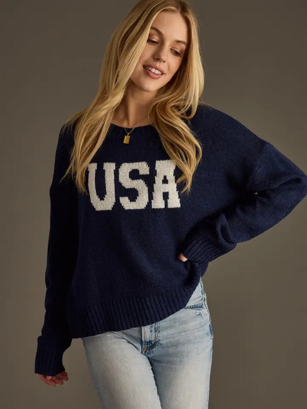 USA Lightweight Knit Sweater Navy
