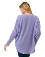 Dolman Mini Rib Zipper Top Lilac