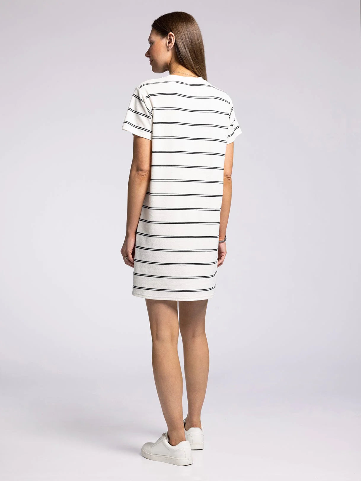 Tammie Dress White + Black Stripe