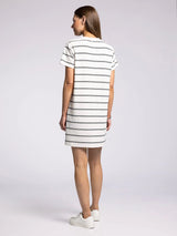 Tammie Dress White + Black Stripe