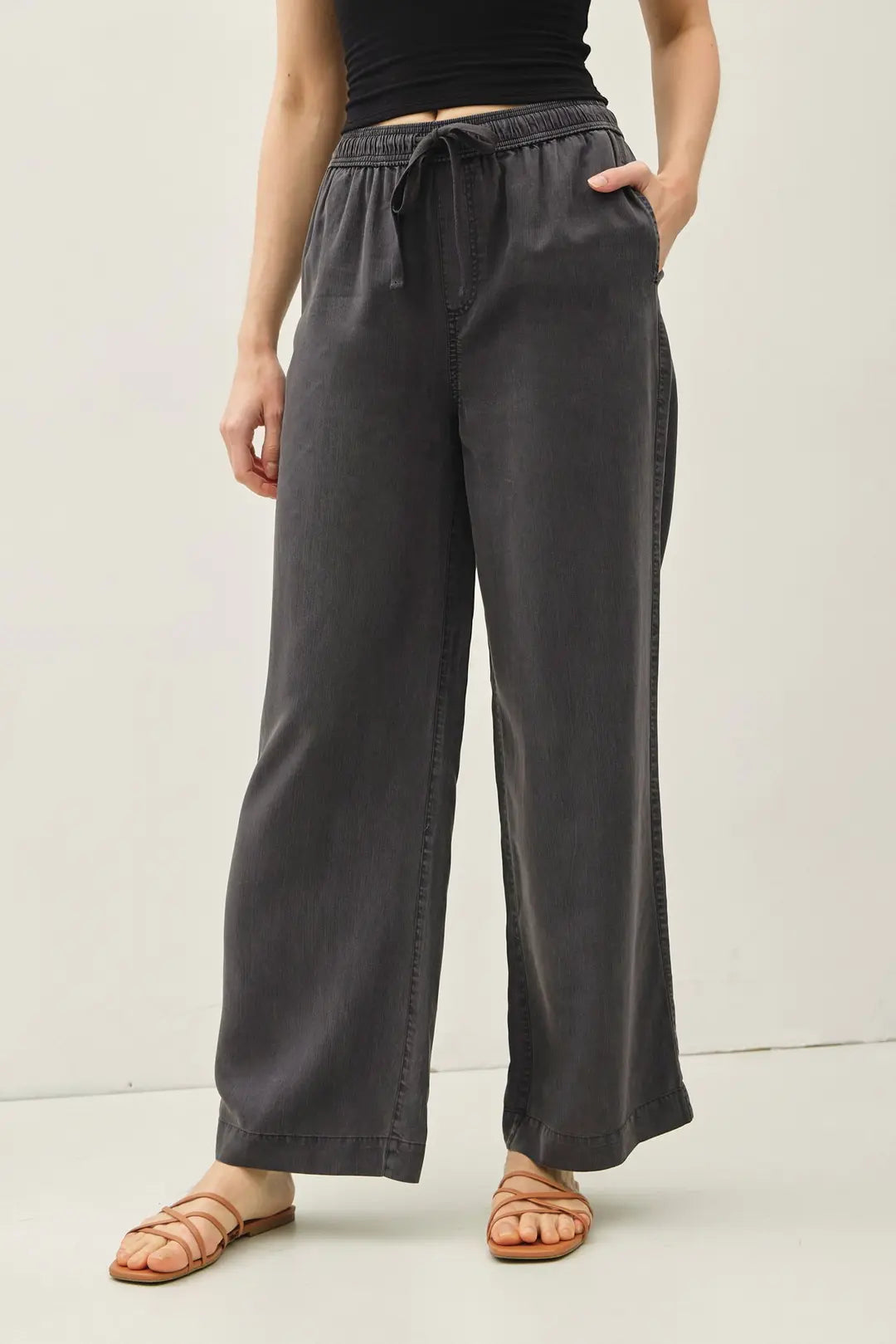 Tencel Wide Leg Pants Charcoal