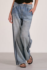 Faux Denim Track Pants Blue