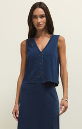 Noelle Jersey Denim Top Indigo