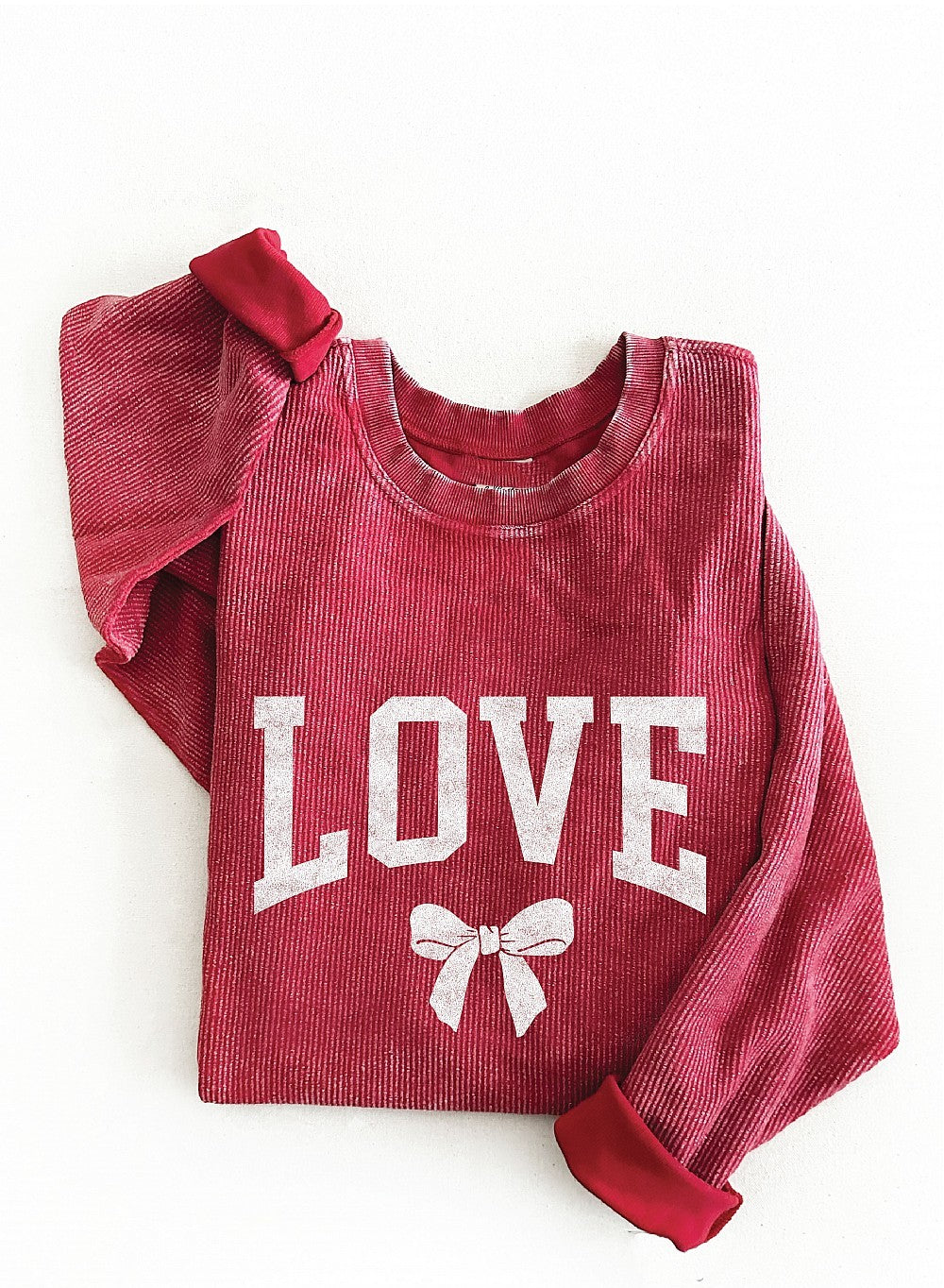 Love Bow Thermal Vintage Pullover Washed Cranberry