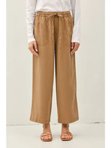 Tencel Wide Leg Cropped Pants Dark Sand