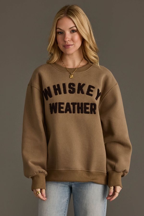 Relaxed Fit Textured Whiskey Weather Sweatshirt Taupe