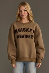 Relaxed Fit Textured Whiskey Weather Sweatshirt Taupe