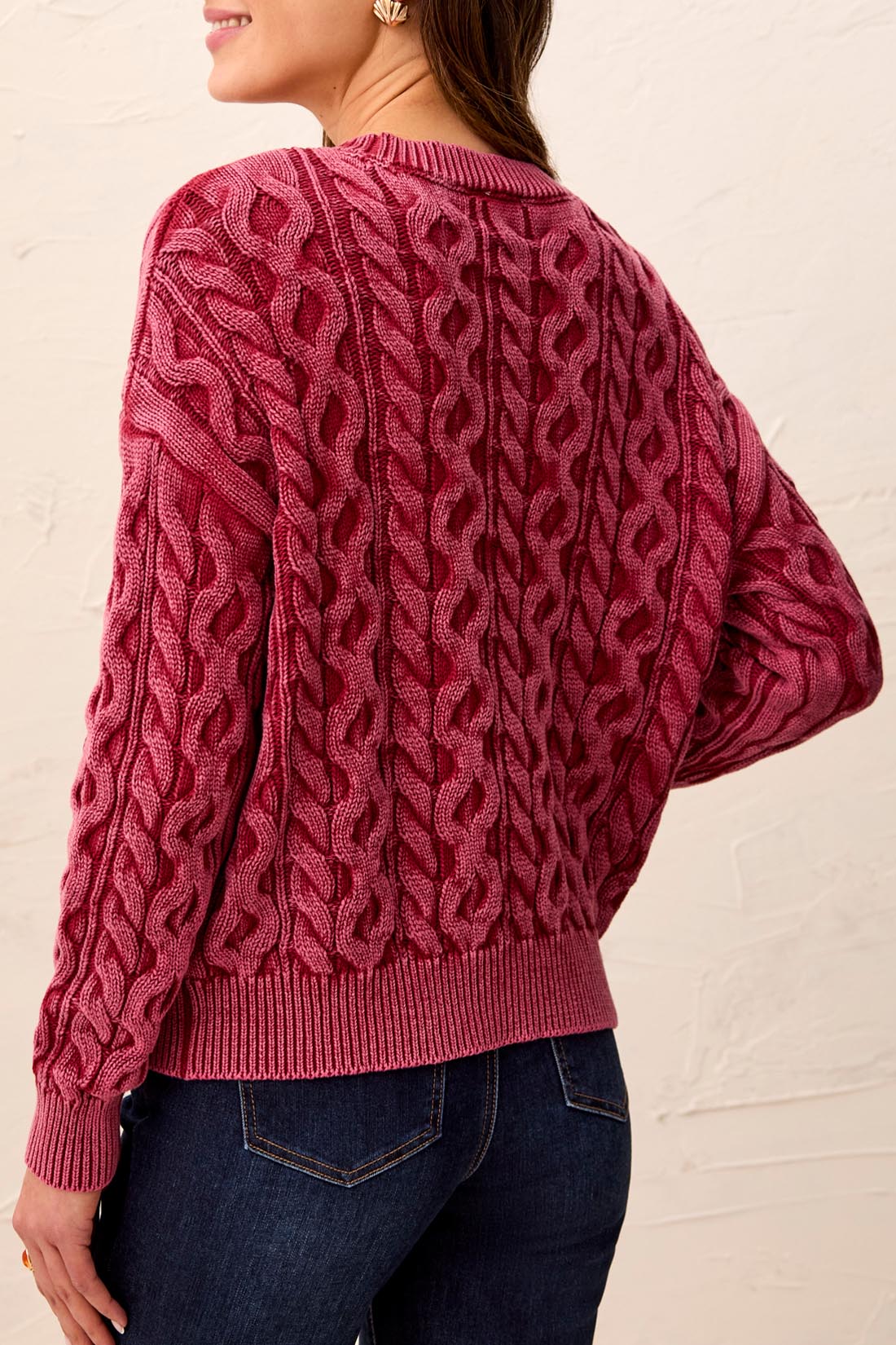 Special Wash Cable Detail Sweater Pinot