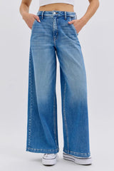 High Rise Slanted Pocket Wide Leg Jeans Medium