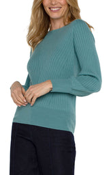 Switched Rib Crew Neck Sweater Ocean Wash