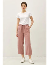 Tencel Wide Leg Cropped Pants Summer Mauve