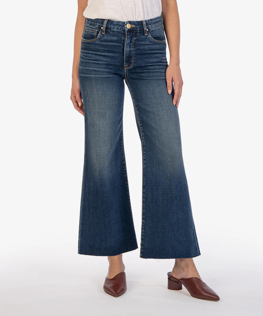 Meg Hi Rise Raw Hem Wide Leg Jeans Yielded