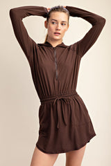 Butter 2 in 1 Long Sleeve Hoodie Romper Espresso