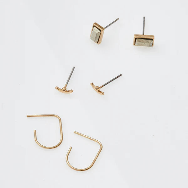 Courtney Stud Trio Gold | Pyrite