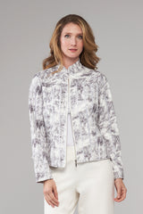 Printed Lace Inset Vegan Leather Jacket Viper