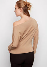 Demi Butter Drape Scuba Top Latte
