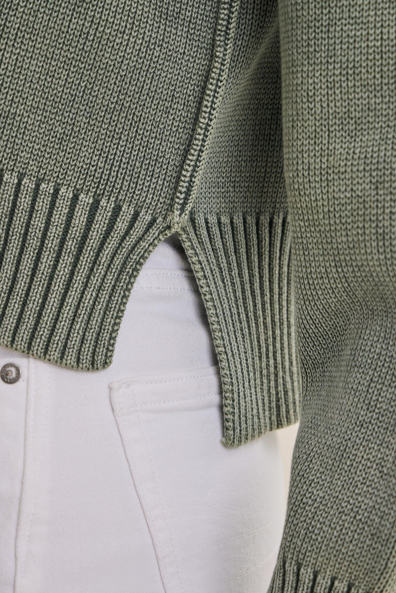 Vintage Mineral Washed Cotton Sweater Washed Olive