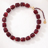 Chunky Square Beaded Necklace Red