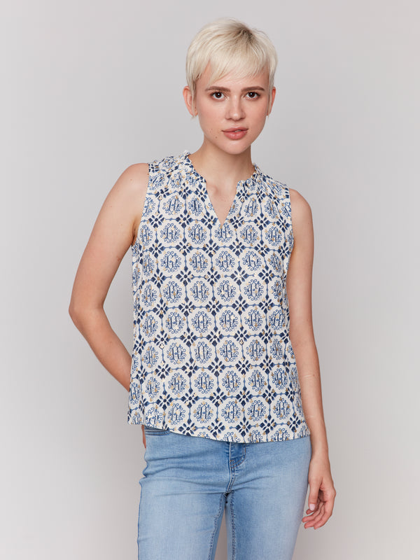 Sleeveless Ruffle Neck Top Ornament