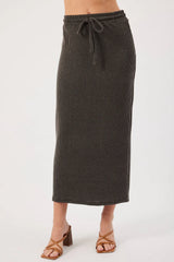 Kaya Ribbed Midi Skirt Charcoal