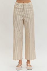 Stripe Crop Pant Tan