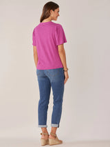 Ruched Front Flutter Sleeve Top Shocking Raspberry