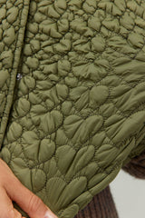 Cropped Bubble Quilted Vest Olive