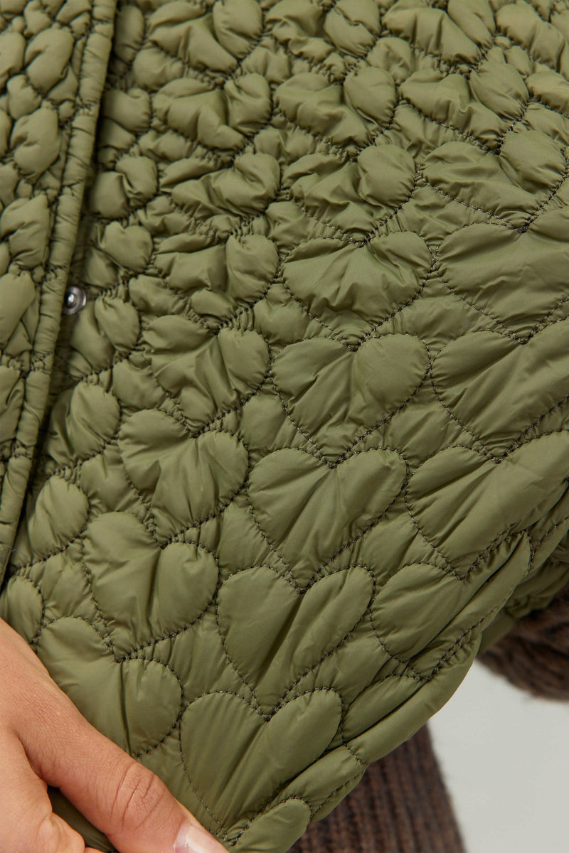 Cropped Bubble Quilted Vest Olive