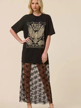 Free Bird Floral Lace Tshirt Dress Black