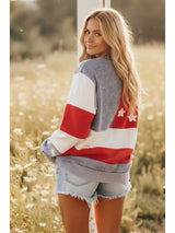 Mineral Washed Americana Flag Sweatshirt Red, White + Blue