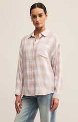 River Plaid Button Up Lavender Ice