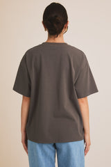 Embroidered Hold Your Horses Tee Charcoal