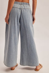 Wide Fit Slouchy Flare Denim Pants Light Blue