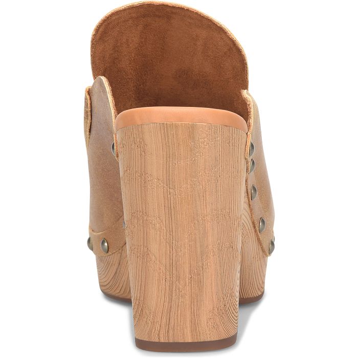 Spencer Studded Heeled Clogs Tan Timber