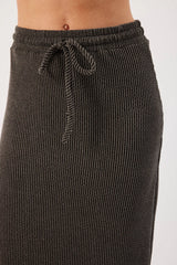 Kaya Ribbed Midi Skirt Charcoal