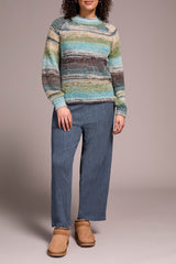 Space Dye Mock Neck Sweater Aquahaze