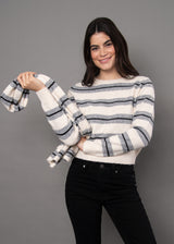 Kaya Scarf Crew Neck Pullover Oatmeal Grey