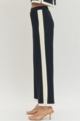 Side Stripe Pleat Pant Black