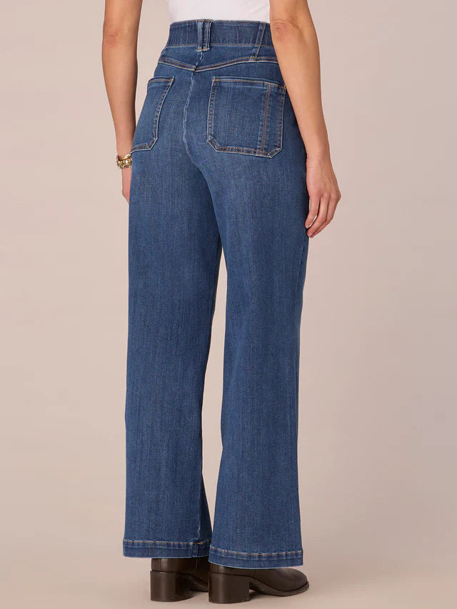 Skyrise Center Front Seam Wide Leg Jeans Blue