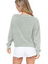 Won't You Fly High Free Bird Crop Long Sleeve Olive